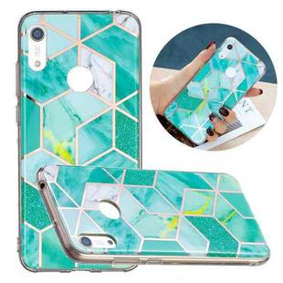 For Huawei Y6 (2019) Flat Plating Splicing Gilding Protective Case(Green Glitter Color Matching)