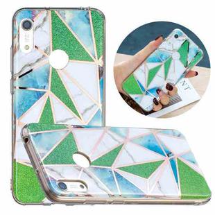 For Huawei Y6 (2019) Flat Plating Splicing Gilding Protective Case(Green Triangle Body Color Matching)