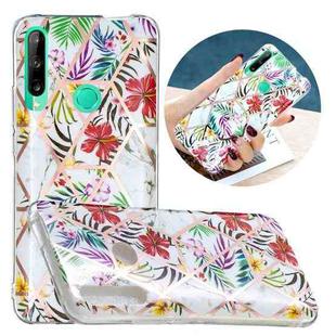 For Huawei Y6p Flat Plating Splicing Gilding Protective Case(Tropical Rainforest Color Matching)