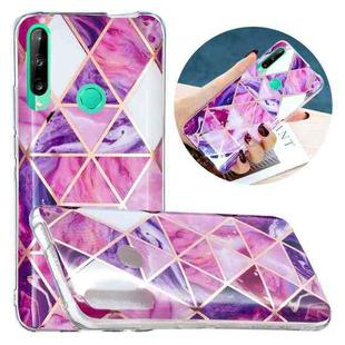 For Huawei Y6p Flat Plating Splicing Gilding Protective Case(Rose Red Purple Color Matching)