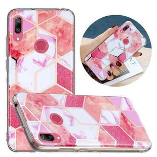 For Huawei Y7 (2019) Flat Plating Splicing Gilding Protective Case(Cherry Glitter Color Matching)