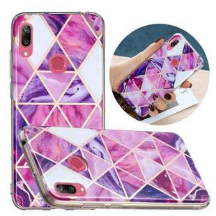 For Huawei Y7 (2019) Flat Plating Splicing Gilding Protective Case(Rose Red Purple Color Matching)