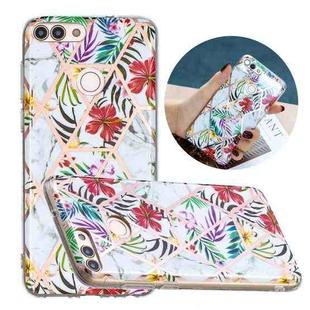 For Huawei Enjoy 7S Flat Plating Splicing Gilding Protective Case(Tropical Rainforest Color Matching)