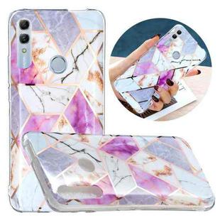For Huawei Honor 10 Lite Flat Plating Splicing Gilding Protective Case(Purple White Marble Color Matching)