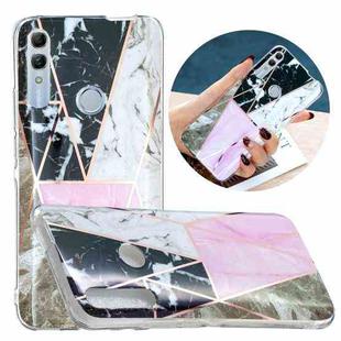 For Huawei Honor 10 Lite Flat Plating Splicing Gilding Protective Case(Grey Pink White Marble Color Matching)