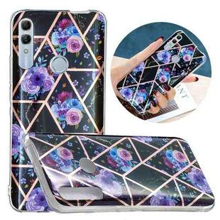 For Huawei Honor 10 Lite Flat Plating Splicing Gilding Protective Case(Black Background Flower Matching Color)