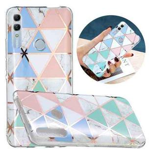 For Huawei Honor 10 Lite Flat Plating Splicing Gilding Protective Case(Blue White Green Pink Color Matching)