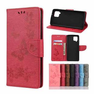 For Samsung Galaxy A42 5G Butterflies Embossing Horizontal Flip Leather Case with Holder & Card Slots & Wallet(Red)