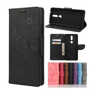 For Nokia 2.4 Butterflies Embossing Horizontal Flip Leather Case with Holder & Card Slots & Wallet(Black)