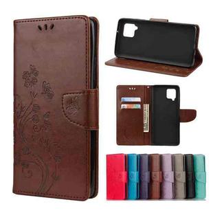 For Samsung Galaxy A42 5G Butterfly Flower Pattern Horizontal Flip Leather Case with Holder & Card Slots & Wallet(Brown)