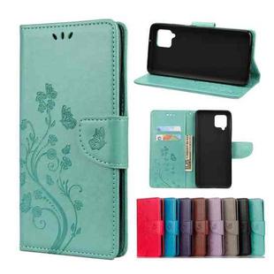 For Samsung Galaxy A42 5G Butterfly Flower Pattern Horizontal Flip Leather Case with Holder & Card Slots & Wallet(Green)