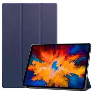 For Lenovo Tab P11 Pro (TB-XJ706F) Custer Texture Horizontal Flip Leather Case with Three-folding Holder & Sleep / Wake-up Function(Dark Blue)