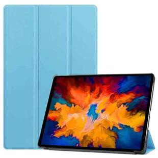 For Lenovo Tab P11 Pro (TB-XJ706F) Custer Texture Horizontal Flip Leather Case with Three-folding Holder & Sleep / Wake-up Function(Sky Blue)