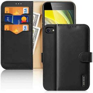 For iPhone SE 2022 / SE 2020 / 8 / 7 DUX DUCIS Hivo Series Cowhide + PU + TPU Leather Horizontal Flip Case with Holder & Card Slots(Black)