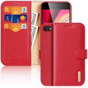 For iPhone SE 2022 / SE 2020 / 8 / 7 DUX DUCIS Hivo Series Cowhide + PU + TPU Leather Horizontal Flip Case with Holder & Card Slots(Red)