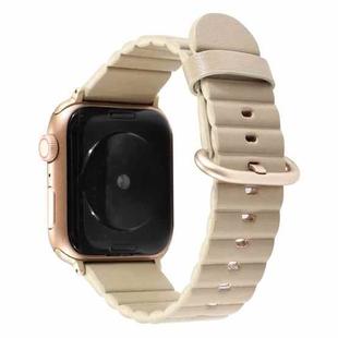 Loop Stripes Watch Band with Iron Buckle For Apple Watch Series 7 45mm / 6 & SE & 5 & 4 44mm / 3 & 2 & 1 42mm(Champagne Gold)