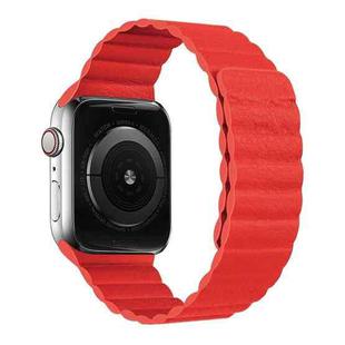 Two Loop Magnetic Watch Band For Apple Watch Series 7 41mm / 6 & SE & 5 & 4 40mm / 3 & 2 & 1 38mm(Red)