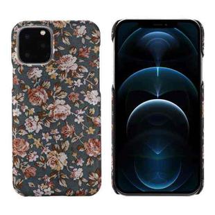 For iPhone 12 Pro Max PC + Denim Texture Printing Protective Case(Peony)