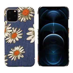 For iPhone 12 Pro Max PC + Denim Texture Printing Protective Case(Yellow Cherysanthemum)