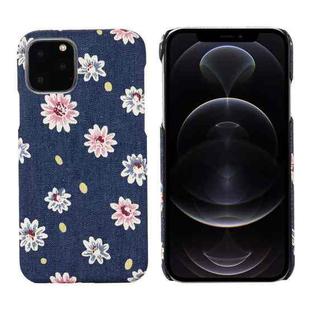 For iPhone 12 / 12 Pro PC + Denim Texture Printing Protective Case(Pink Peach Blossom)