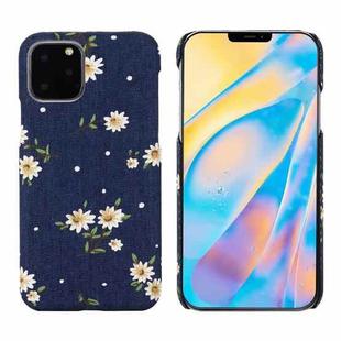 PC + Denim Texture Printing Protective Case For iPhone 11 Pro(White Flower)