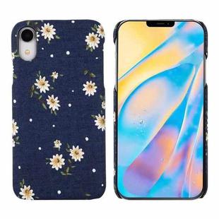 For iPhone X / XS PC + Denim Texture Printing Protective Case(White Flower)