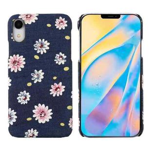 For iPhone X / XS PC + Denim Texture Printing Protective Case(Pink Peach Blossom)