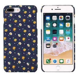 PC + Denim Texture Printing Protective Case For iPhone 8 Plus & 7 Plus(Yellow Flower)