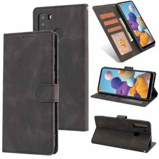 For Samsung Galaxy A21 Fantasy Classic Skin-feel Calfskin Texture Magnetic Buckle Horizontal Flip PU Leather Case with Holder & Card Slot & Wallet(Black)