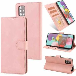 For Samsung Galaxy A51 Fantasy Classic Skin-feel Calfskin Texture Magnetic Buckle Horizontal Flip PU Leather Case with Holder & Card Slot & Wallet(Pink)
