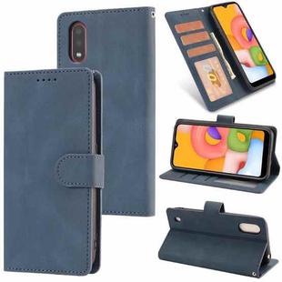 For Samsung Galaxy A01 (EU Version) Fantasy Classic Skin-feel Calfskin Texture Magnetic Buckle Horizontal Flip PU Leather Case with Holder & Card Slot & Wallet(Blue)