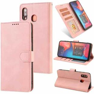 For Samsung Galaxy A20 / A30 Fantasy Classic Skin-feel Calfskin Texture Magnetic Buckle Horizontal Flip PU Leather Case with Holder & Card Slot & Wallet(Pink)