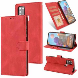 For Samsung Galaxy A21s Fantasy Classic Skin-feel Calfskin Texture Magnetic Buckle Horizontal Flip PU Leather Case with Holder & Card Slot & Wallet(Red)