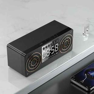 A10 Subwoofer Wooden Clock Bluetooth 5.0 Speaker, Support TF Card & U Disk Play & FM Radio(Black)