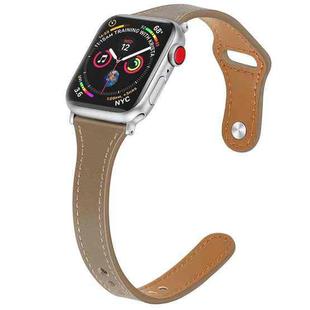 Leather Watch Band with Steel Button For Apple Watch Series 8&7 41mm / SE 2&6&SE&5&4 40mm / 3&2&1 38mm(Light Brown)