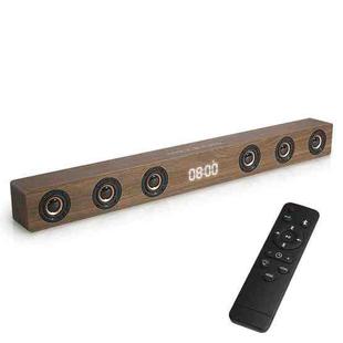 D80 Subwoofer Wooden Bluetooth Speaker with Remote Control, Support HDMI & AUX(Brown Wood Grain)