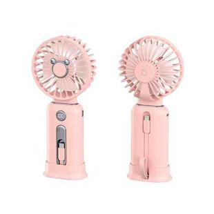 2 in 1 Portable Handheld Small Fan 10000mAh Fast Charge Power Bank (Pink)