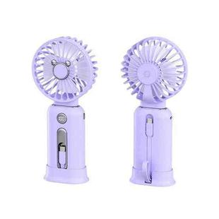 2 in 1 Portable Handheld Small Fan 10000mAh Fast Charge Power Bank (Purple)