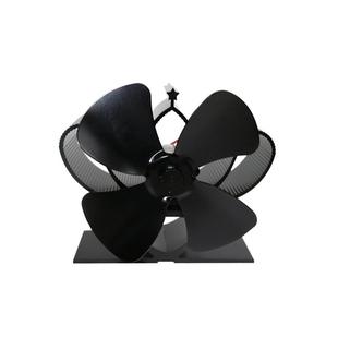 YL201 4-Blade High Temperature Metal Heat Powered Fireplace Stove Fan (Black)