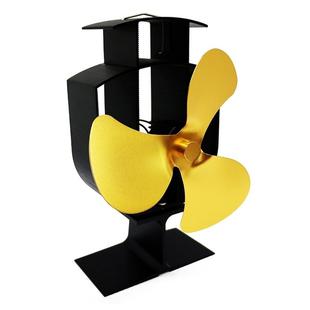 YL401 3-Blade High Temperature Metal Heat Powered Fireplace Stove Fan (Gold)
