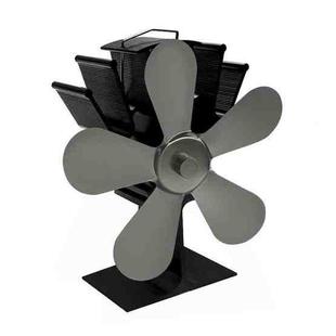 YL602 5-Blade High Temperature Metal Heat Powered Fireplace Stove Fan (Grey)