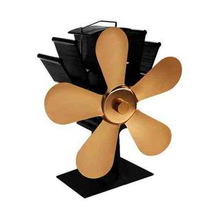 YL602 5-Blade High Temperature Metal Heat Powered Fireplace Stove Fan (Gold)