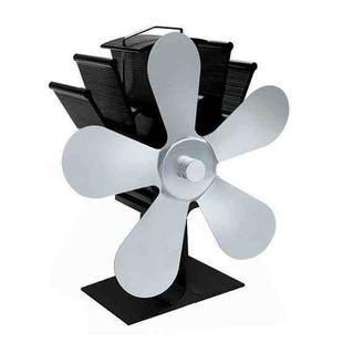 YL602 5-Blade High Temperature Metal Heat Powered Fireplace Stove Fan (Silver)