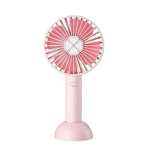QW-F08 Mini USB Charging Handheld Desktop Clover Electric Fan, with 3 Speed Control (Pink)