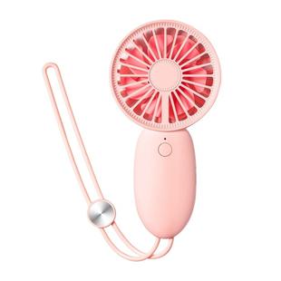LLD-22 1-5W Portable 5 Speed Control USB Charging Double Leaf Handheld Fan with Lanyard(Pink)