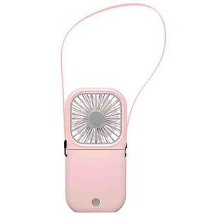 F20 Electroplating Handheld Fan Portable Desktop Folding Mute USB Hanging Neck Fan (Pink)
