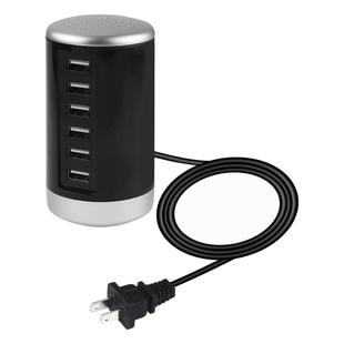 XLD4 30W 6-USB Ports Charger Station Power Adapter AC100-240V, US Plug(Black)