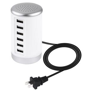30W 6-USB Ports Charger Station Power Adapter AC100-240V, US Plug(White)