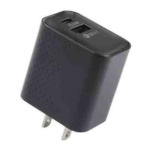 LZ-105A+C PD 20W USB-C/Type-C+QC 3.0 USB Ports Dot Pattern Travel Charger, US Plug(Black)