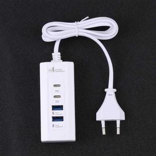 KY-888 20W 2 x USB-C / Type-C PD + 2 x USB Fast Charger Ultra High Speed Socket, EU Plug (White)